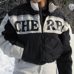 cherry puffed jacket